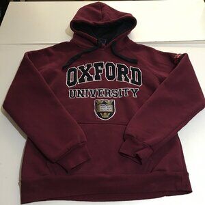 Oxford University Men Small Hoodie Sweatshirt Burgundy Red Embroidered